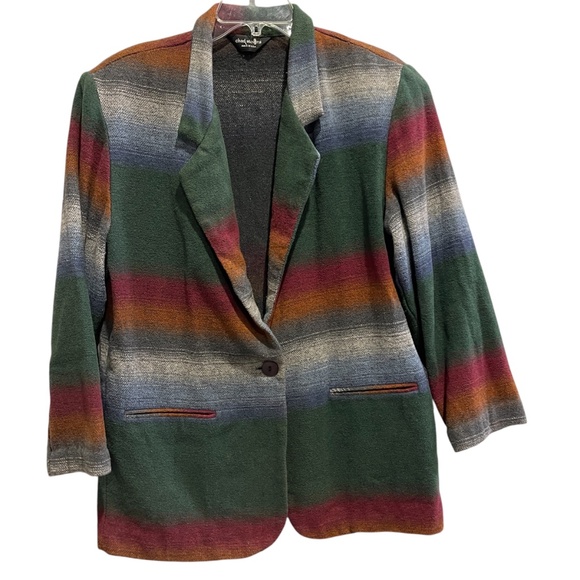 Vintage Chad Stevens Striped Blazer Jewel Tones Made in USA Medium Large Jacket - Picture 8 of 10